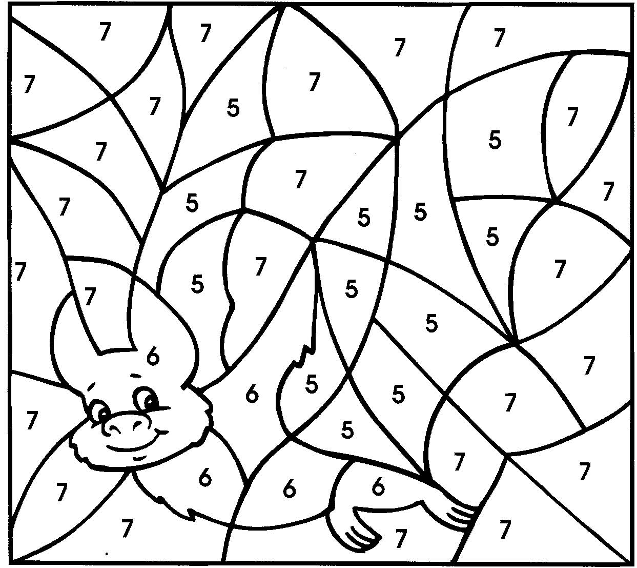 Математическая раскраска летучая мышь