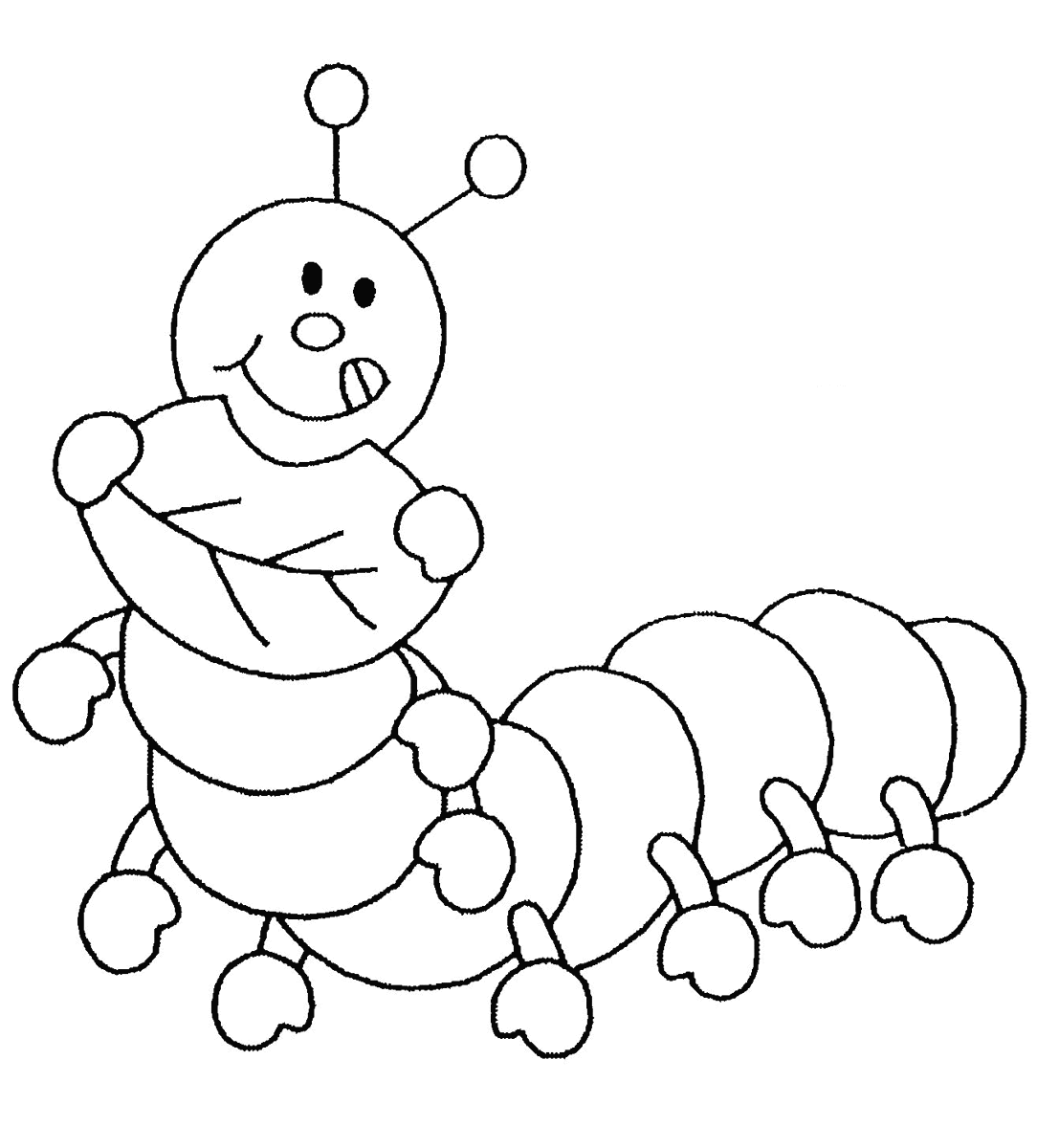 Раскраска гусеница для малышей