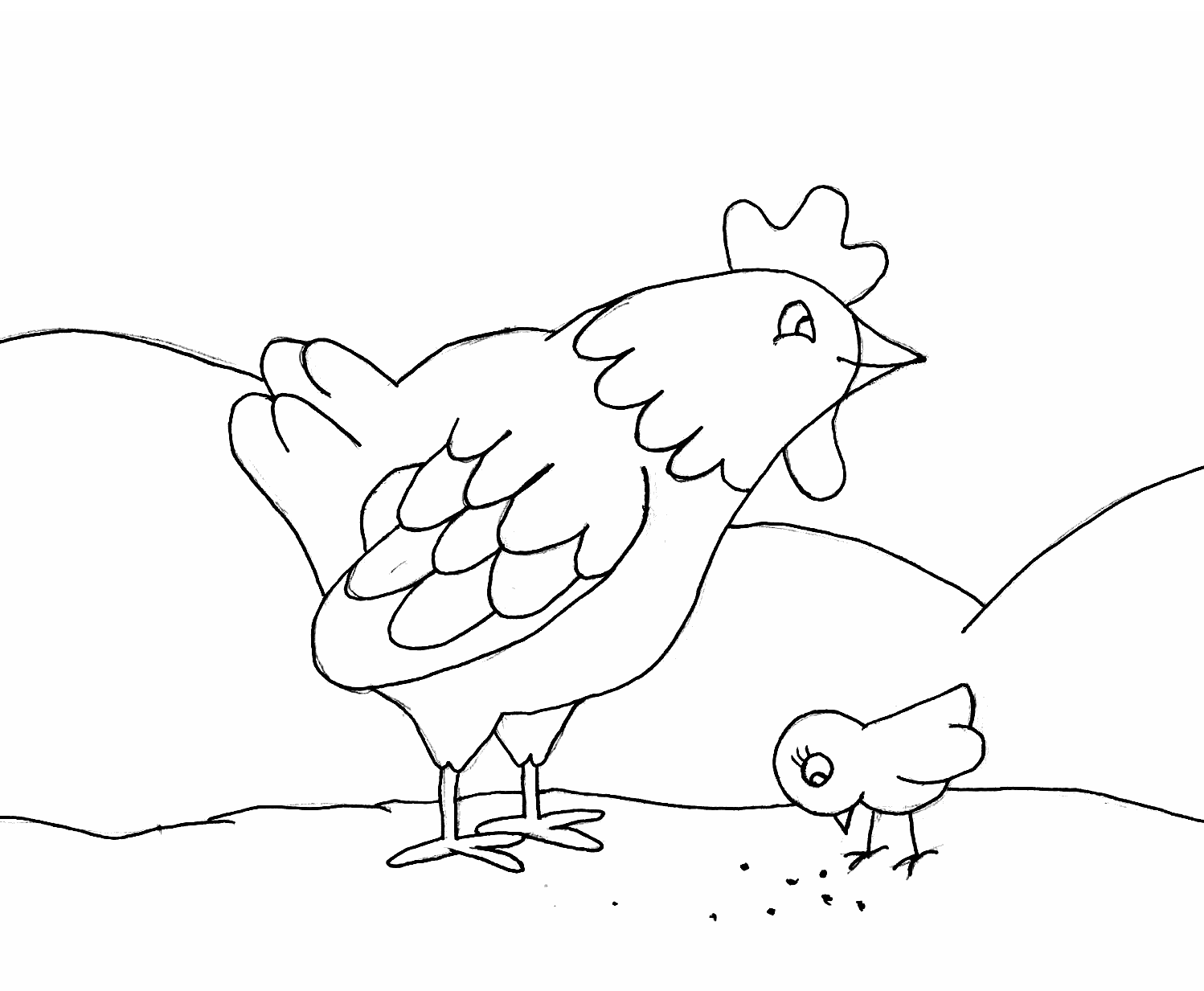 Курочка с цыплятами раскраска для малышей