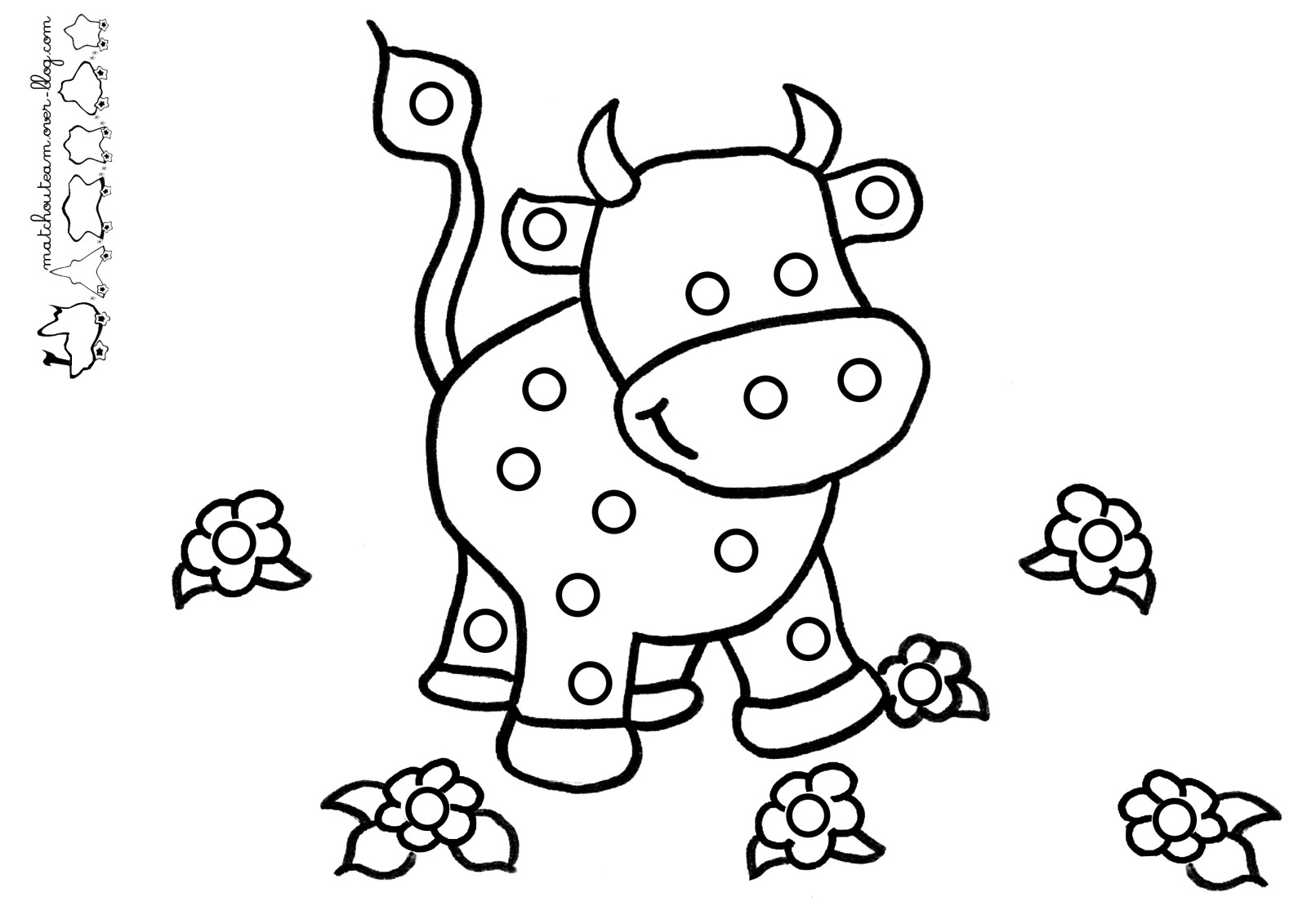 Корова раскраска для детей 4-5 лет