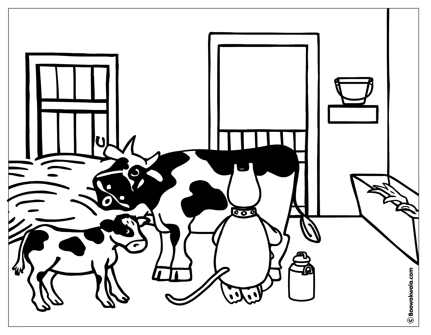 Раскраска доят корову