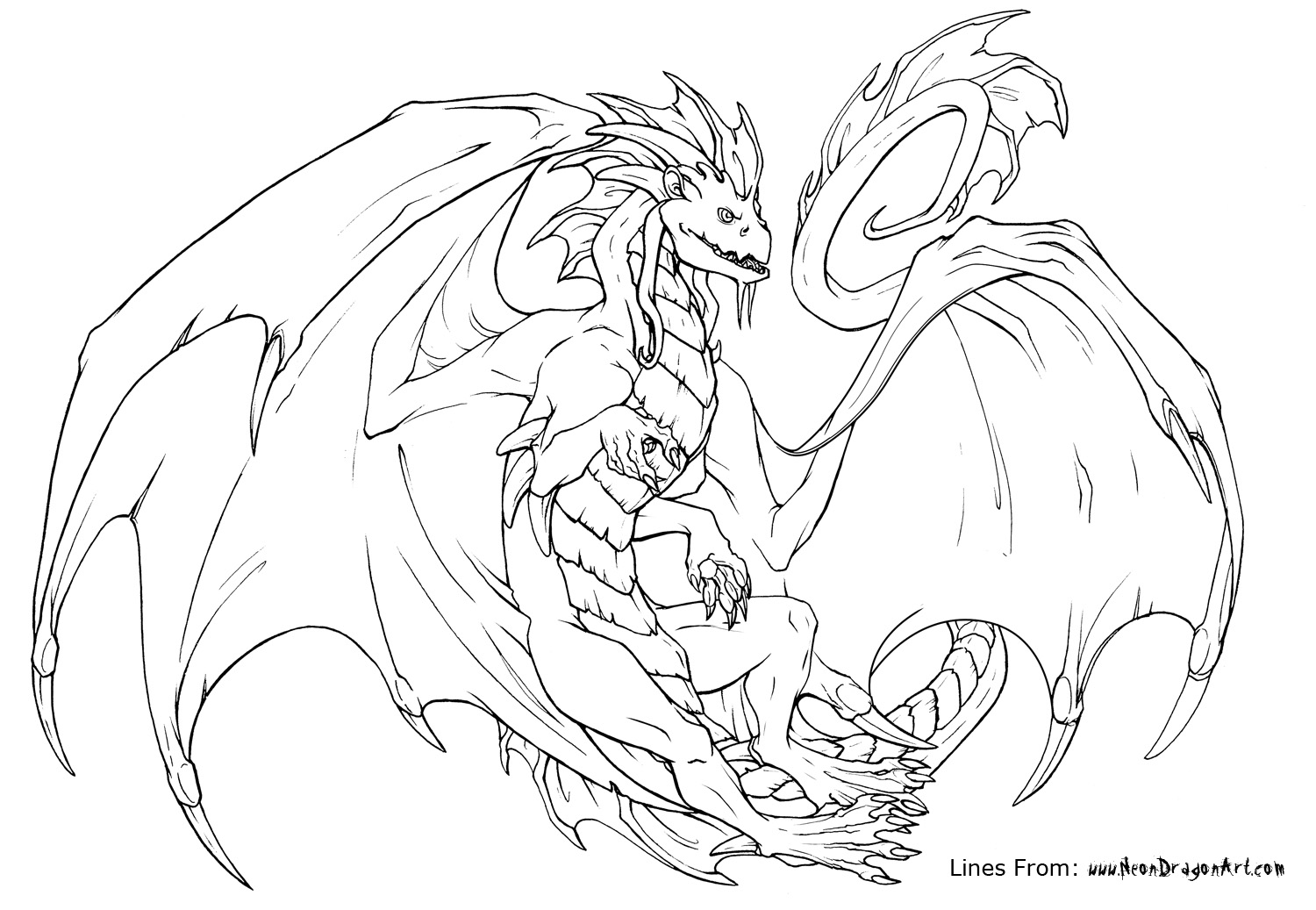 Pаскраска дракон #5784 (Животные) – Раскраски для печати.