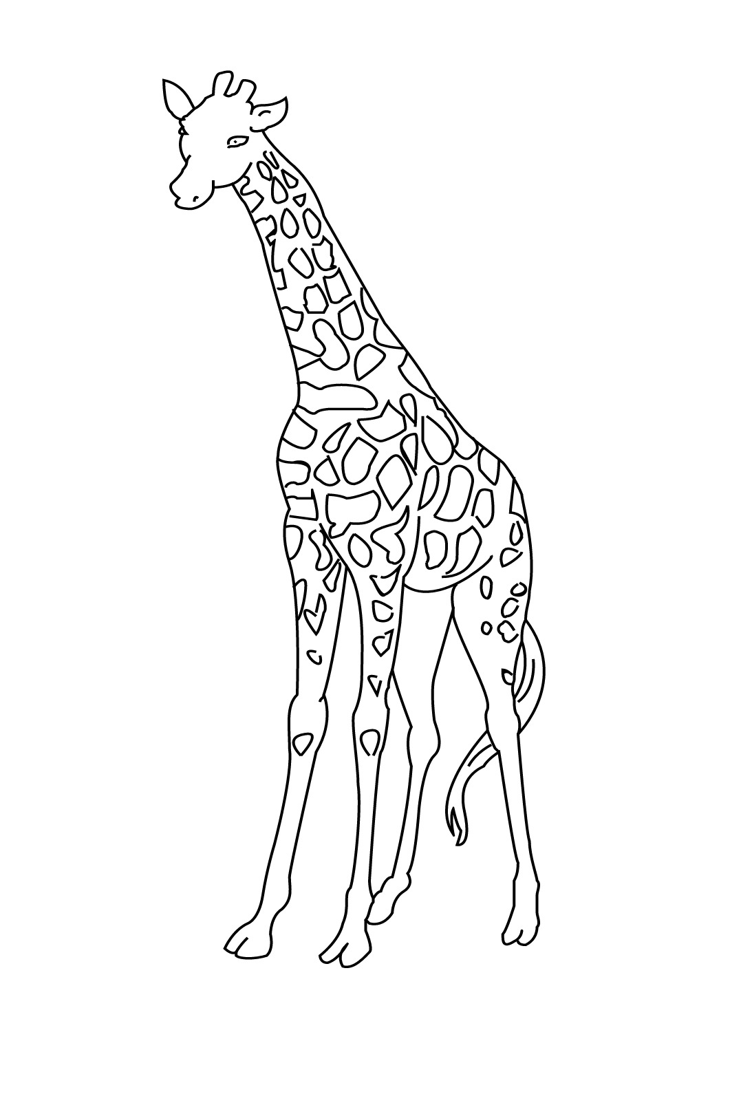 Эскиз жирафа для раскрашивания