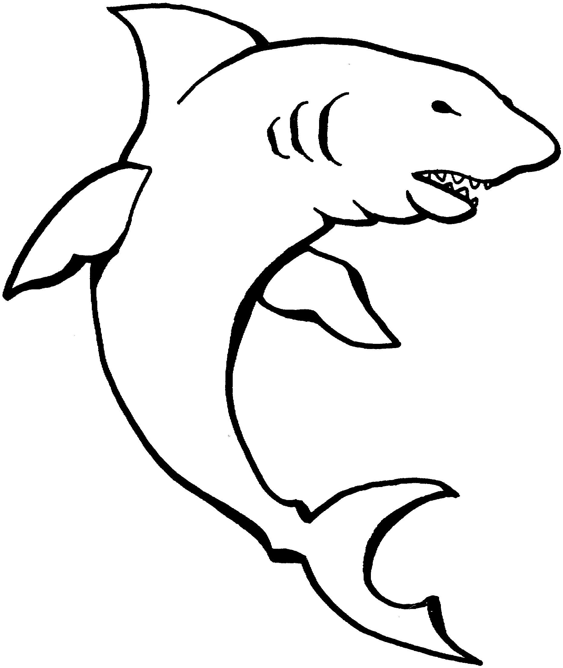 Акула контурный рисунок
