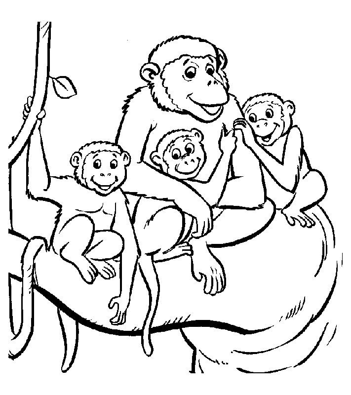 Раскраска: обезьяна (Животные) #14290 - Бесплатные раскраски для печати