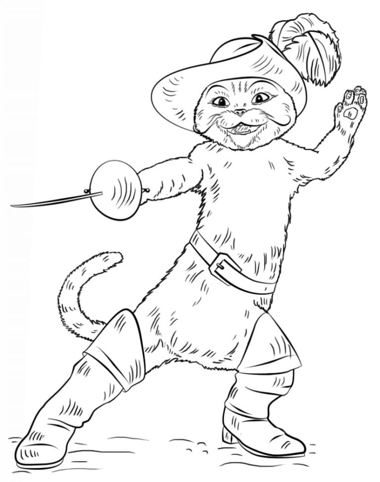 Раскраска: Кот в сапогах (Анимационные фильмы) #170666 - Бесплатные раскраски для печати