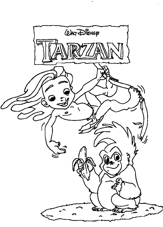 Раскраска: Тарзан (Анимационные фильмы) #131082 - Бесплатные раскраски для печати