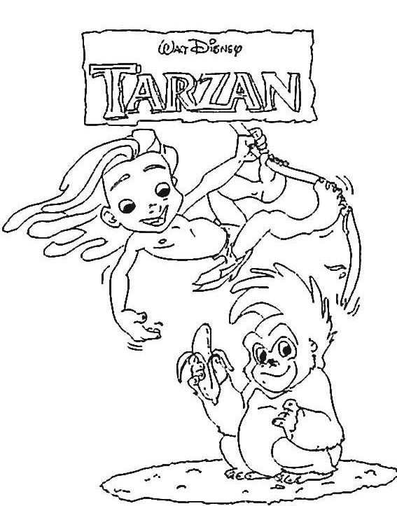 Раскраска: Тарзан (Анимационные фильмы) #131159 - Бесплатные раскраски для печати