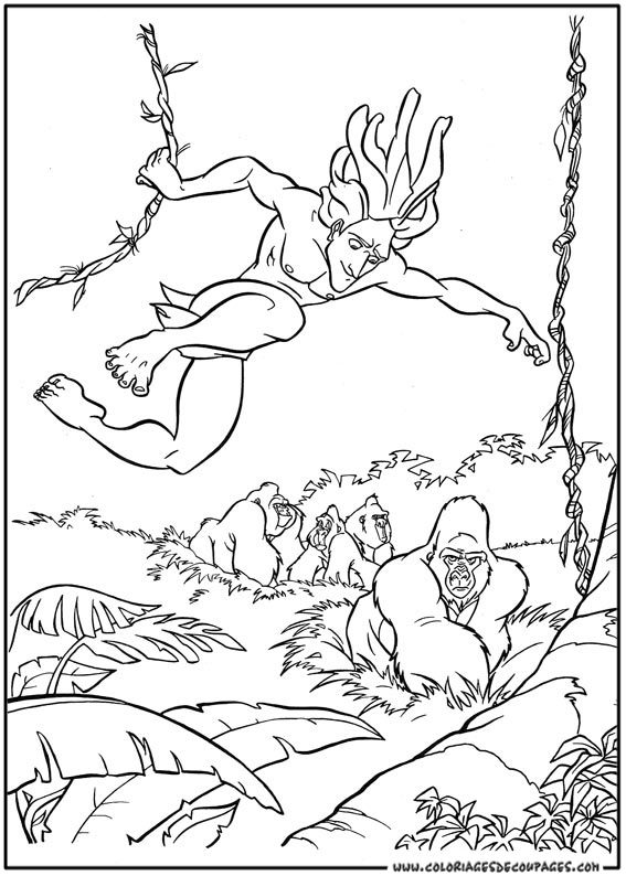 Раскраска: Тарзан (Анимационные фильмы) #131212 - Бесплатные раскраски для печати