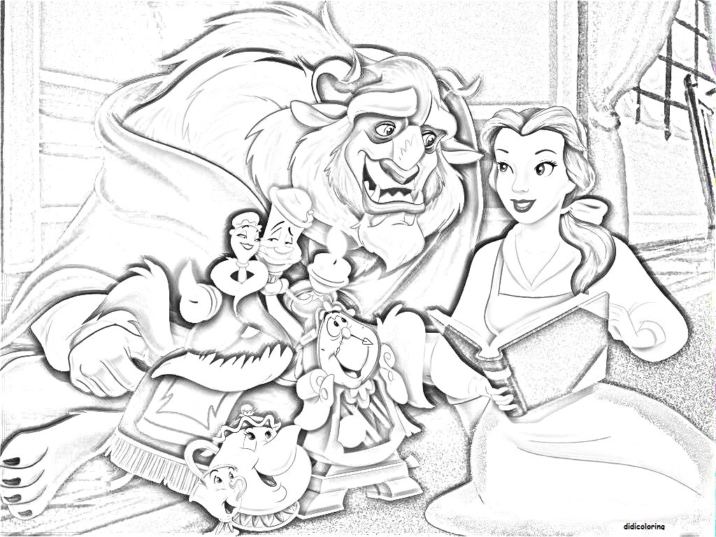 Раскраска: Красавица и чудовище (Анимационные фильмы) #130962 - Бесплатные раскраски для печати