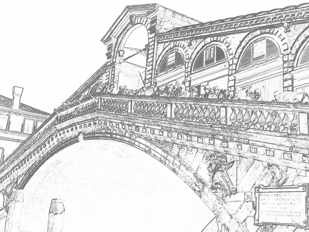 Мост Риальто Венеция рисунок
