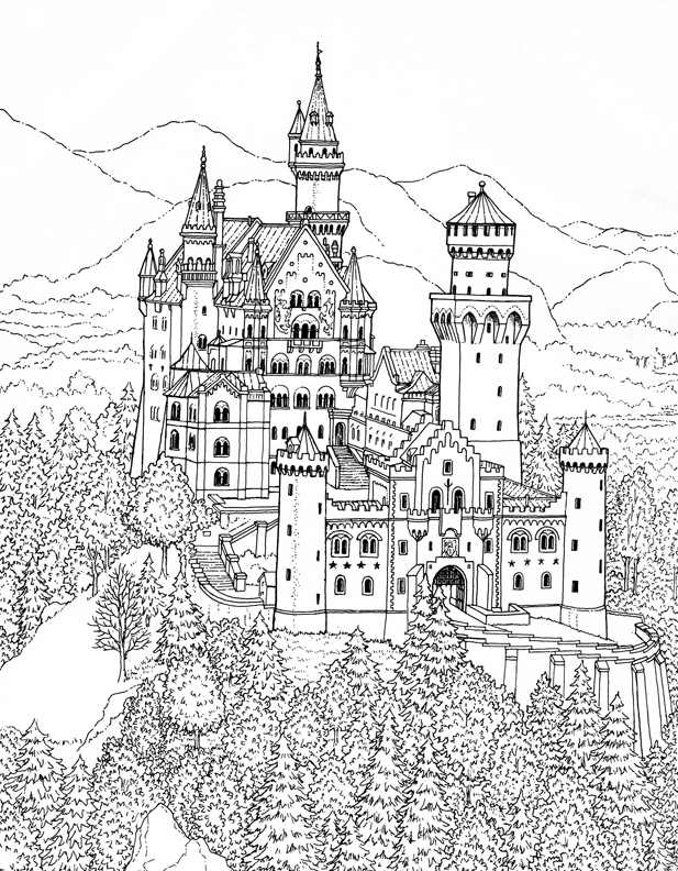 Раскраска: Замок (Здания и Архитектура) #62187 - Бесплатные раскраски для печати
