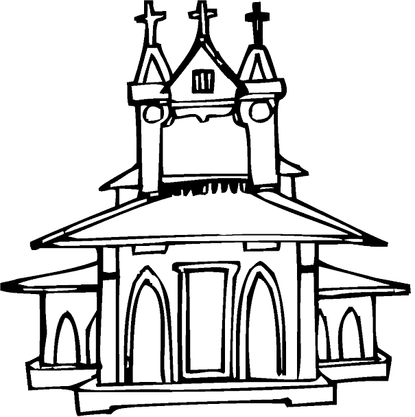 Раскраска: церковь (Здания и Архитектура) #64232 - Бесплатные раскраски для печати
