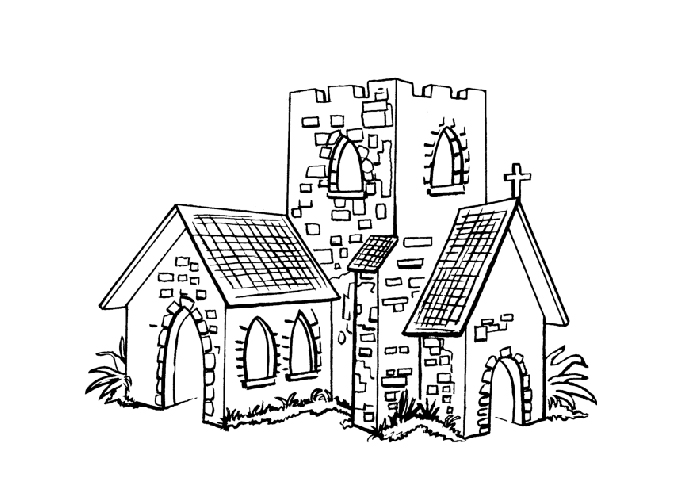 Раскраска: церковь (Здания и Архитектура) #64308 - Бесплатные раскраски для печати
