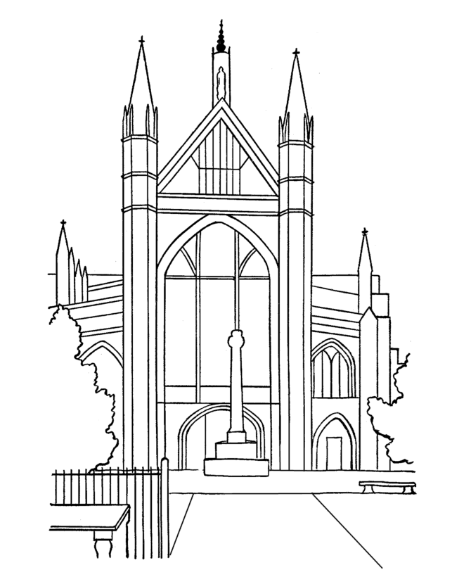Раскраска: церковь (Здания и Архитектура) #64348 - Бесплатные раскраски для печати