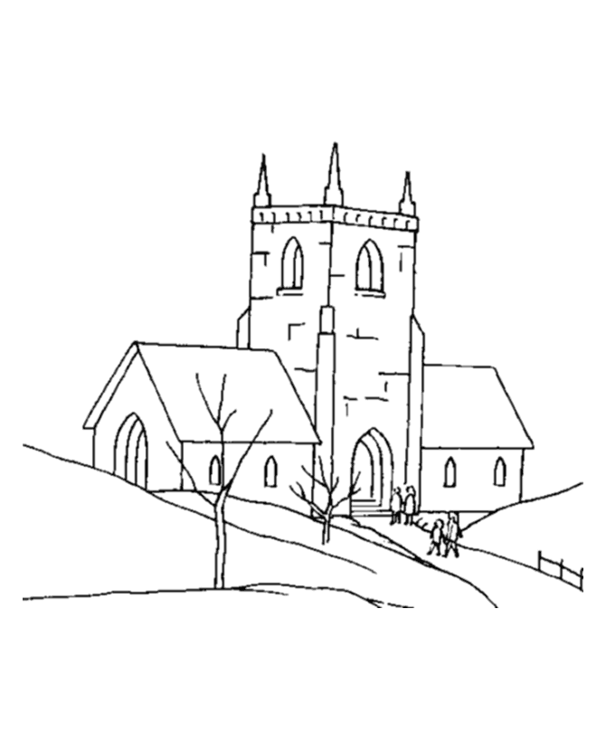 Раскраска: церковь (Здания и Архитектура) #64365 - Бесплатные раскраски для печати