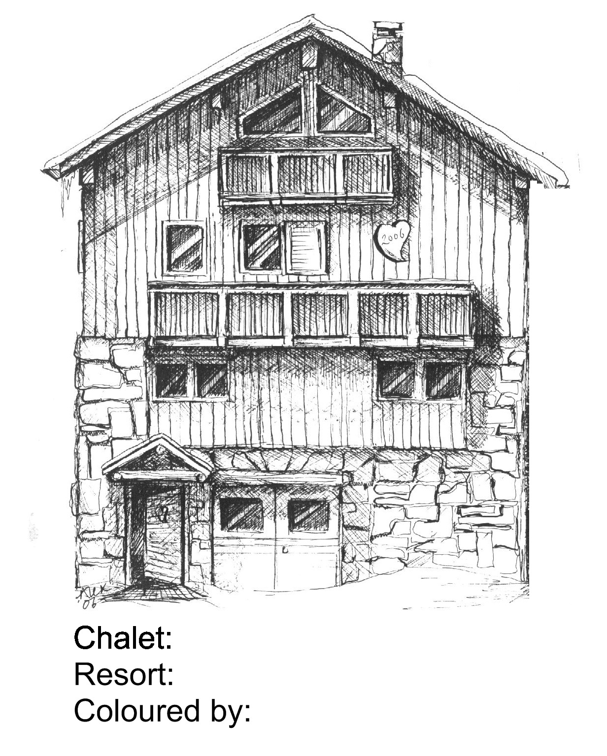 Раскраска: шале (Здания и Архитектура) #169936 - Бесплатные раскраски для печати
