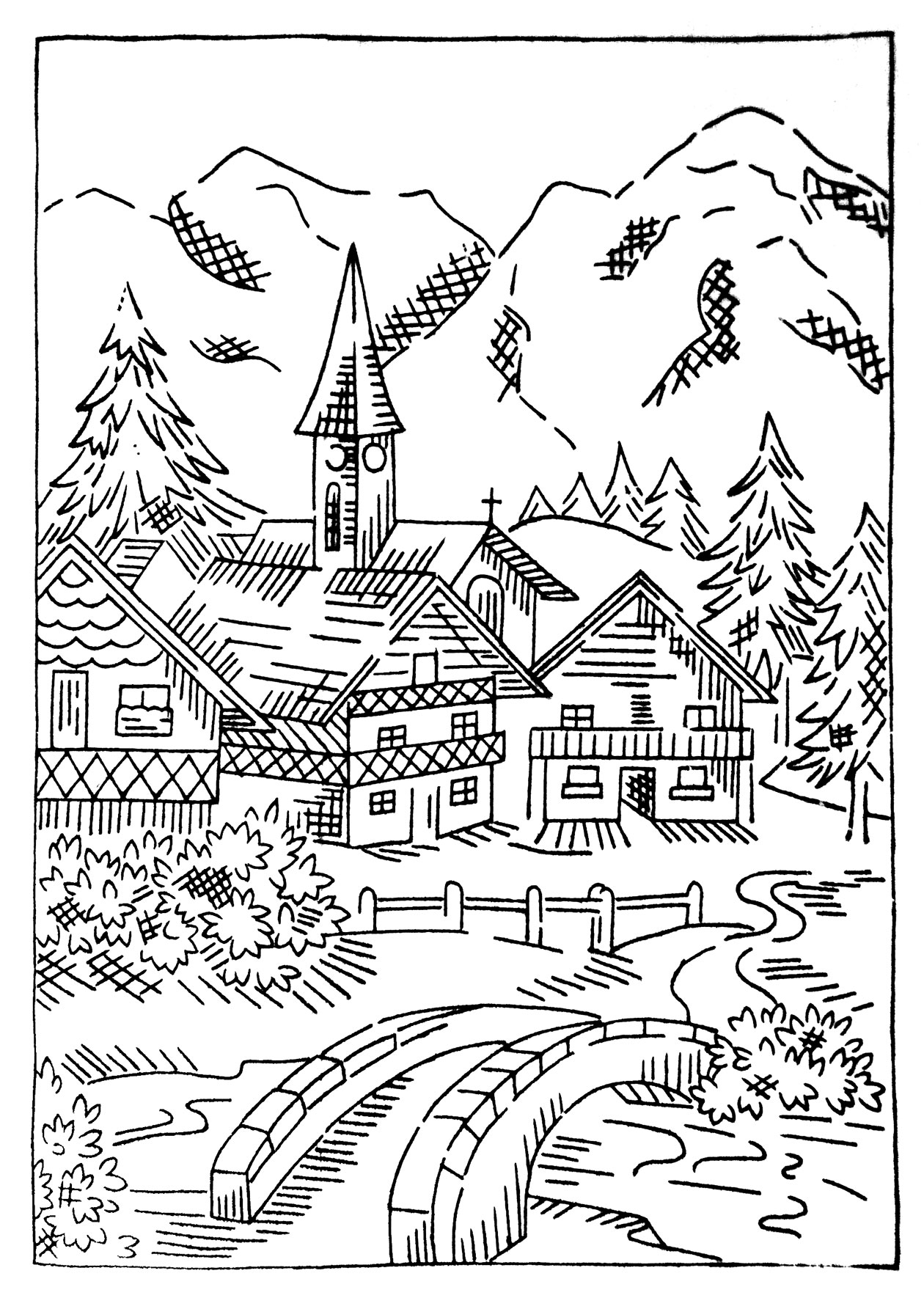 Раскраска: шале (Здания и Архитектура) #169937 - Бесплатные раскраски для печати