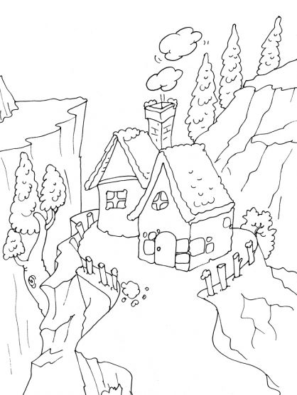 Раскраска: шале (Здания и Архитектура) #169944 - Бесплатные раскраски для печати
