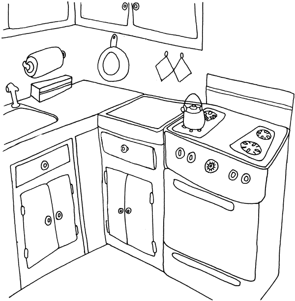 Раскраска: Кухня (Здания и Архитектура) #63518 - Бесплатные раскраски для печати