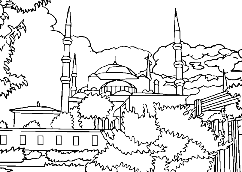 Раскраска: мечеть (Здания и Архитектура) #64520 - Бесплатные раскраски для печати