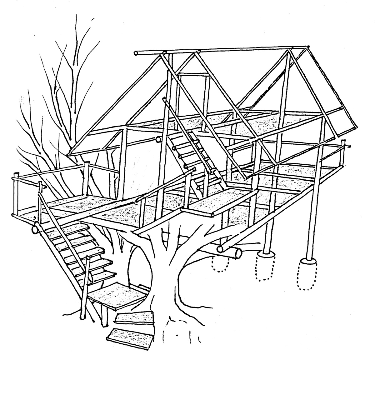 Раскраска: Treehouse (Здания и Архитектура) #66027 - Бесплатные раскраски для печати
