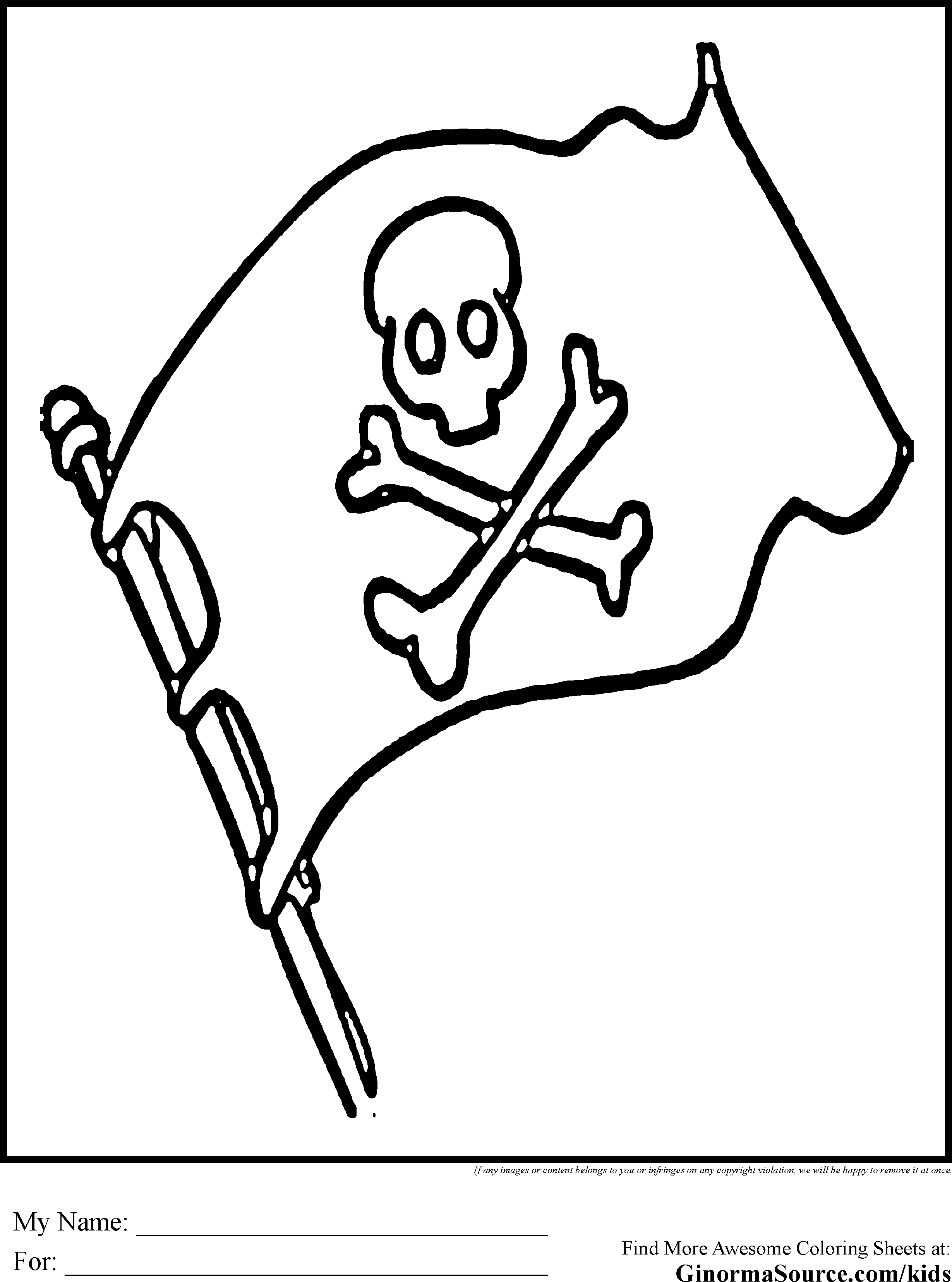 Флаг пирата для детей раскраска