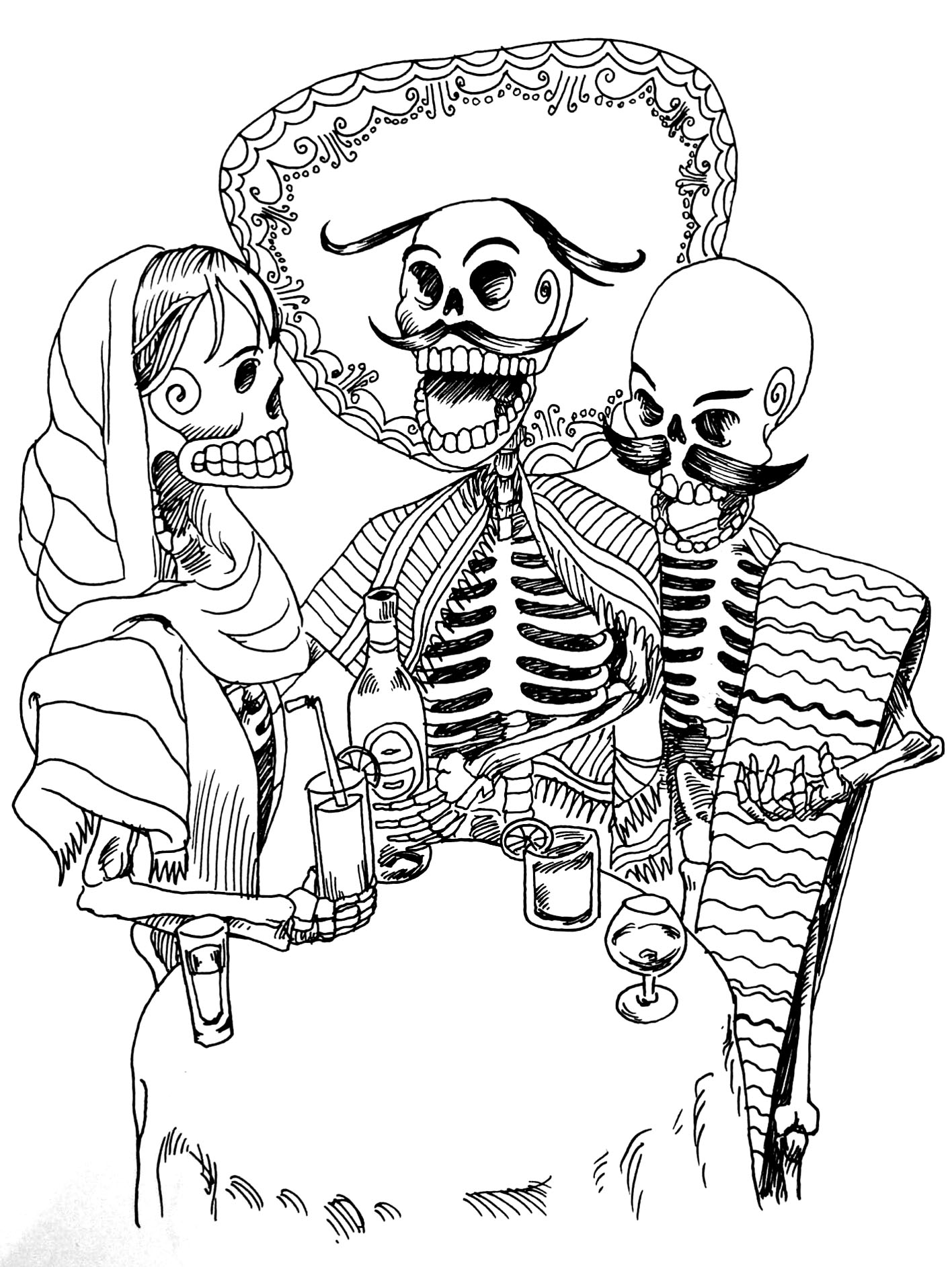 Раскраска: скелет (Персонажи) #147524 - Бесплатные раскраски для печати