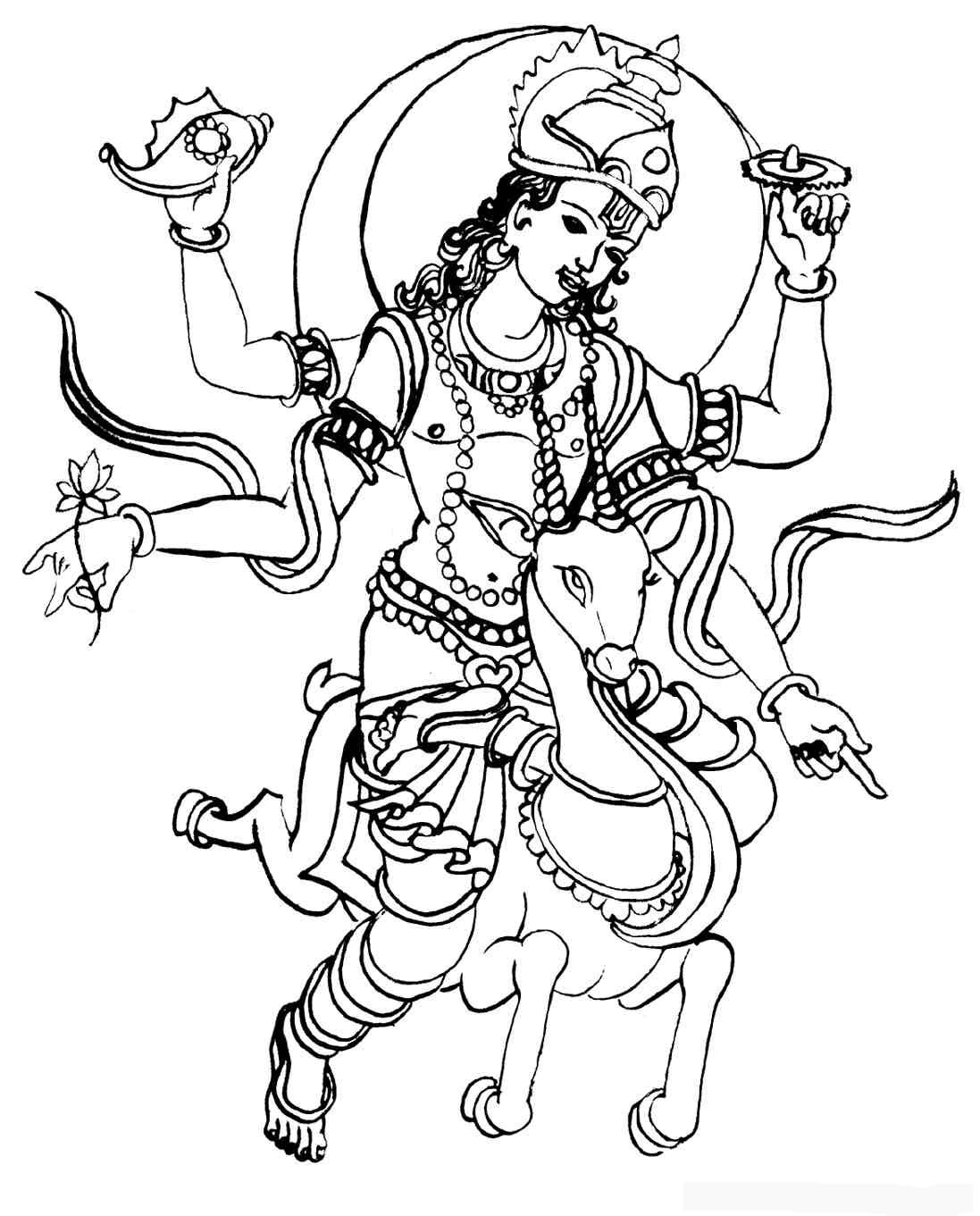 Божество индуизма Вишну раскраска