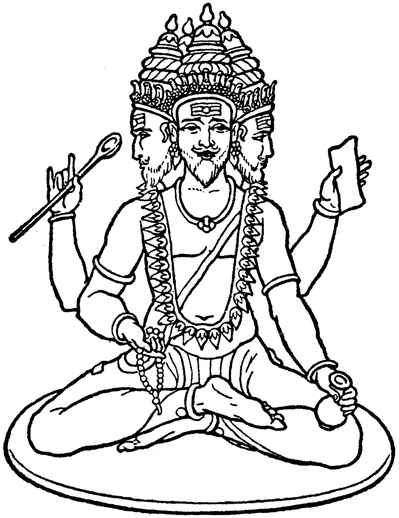 Бог Брахма в Индии рисунок