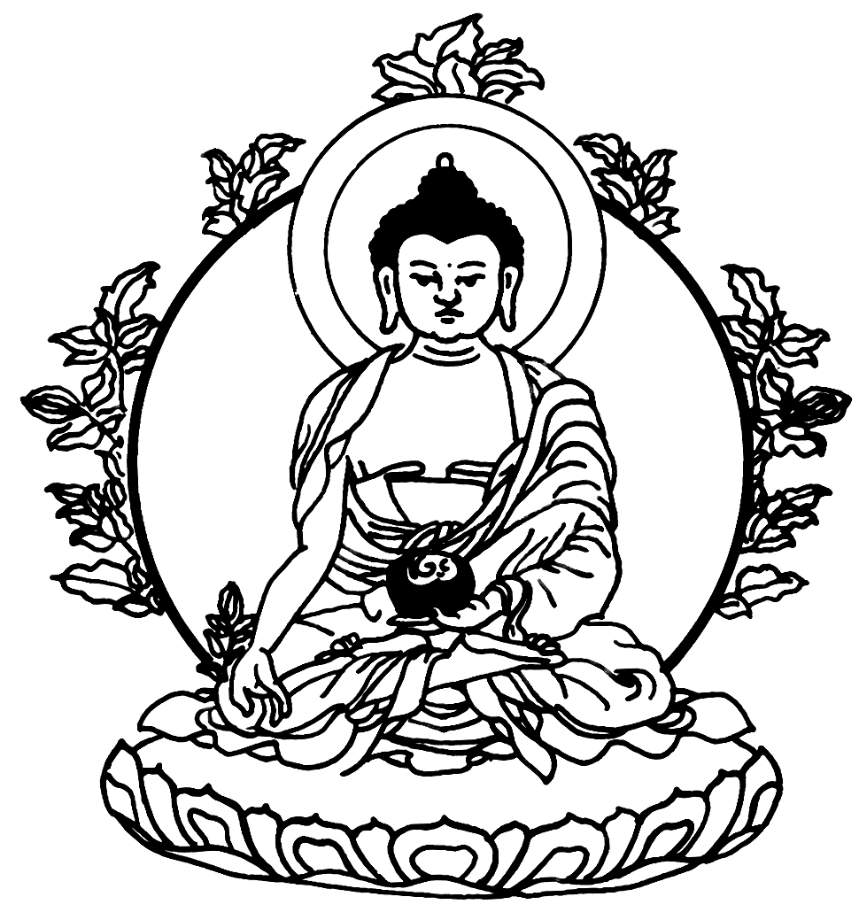 Будда Шакьямуни черно-белый