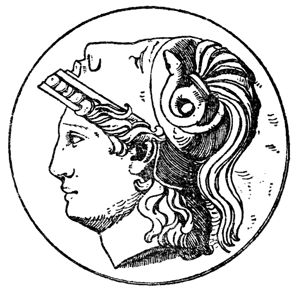 Богиня Минерва в профиль