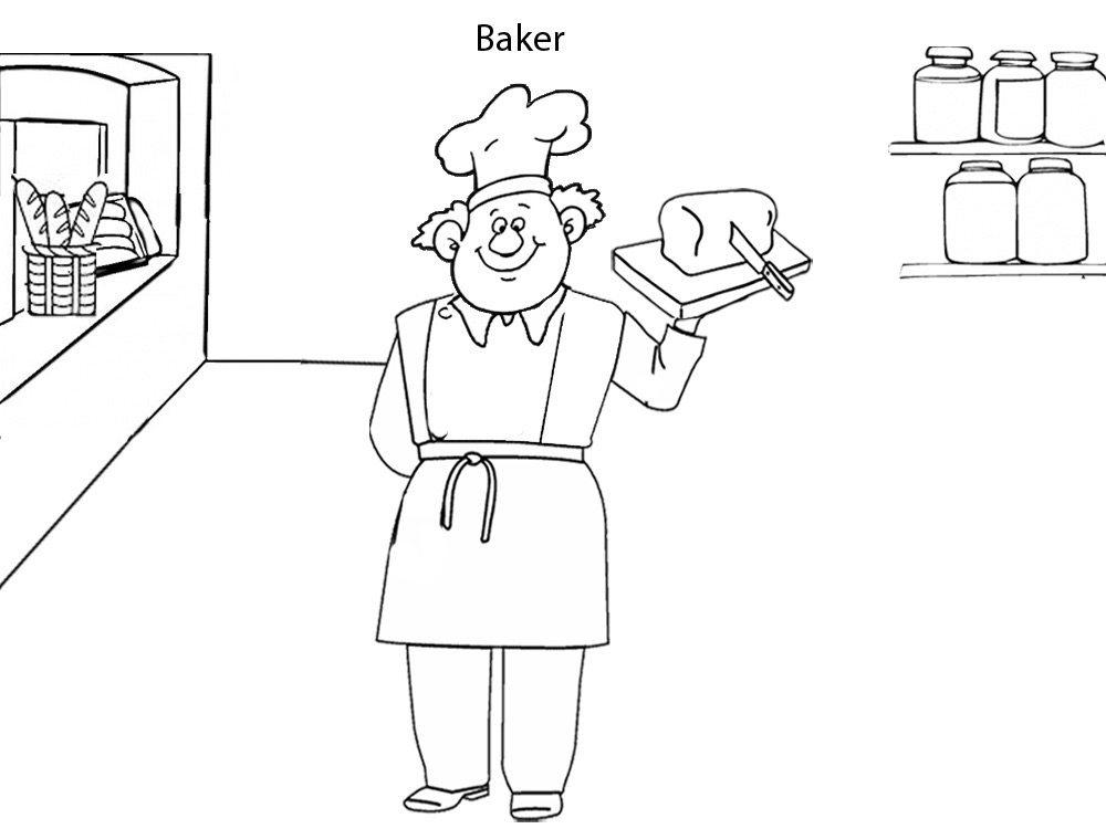 Раскраска: пекарь (Профессии и профессии) #89932 - Бесплатные раскраски для печати