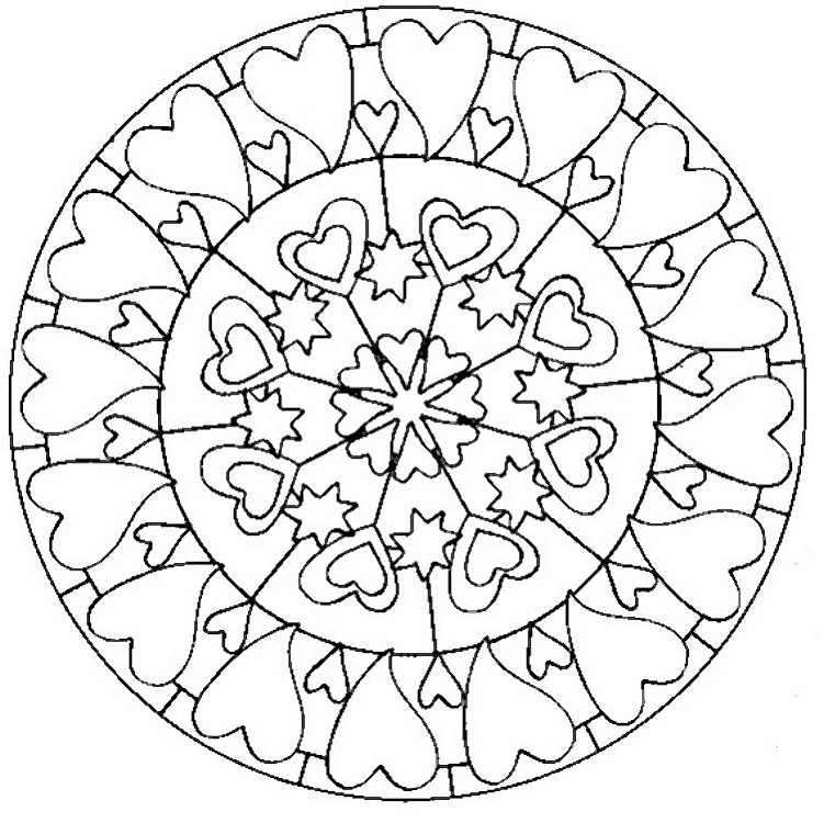 Раскраска: Сердце Мандалы (мандалы) #116689 - Бесплатные раскраски для печати