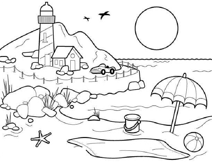 Раскраска: пляж (природа) #158970 - Бесплатные раскраски для печати