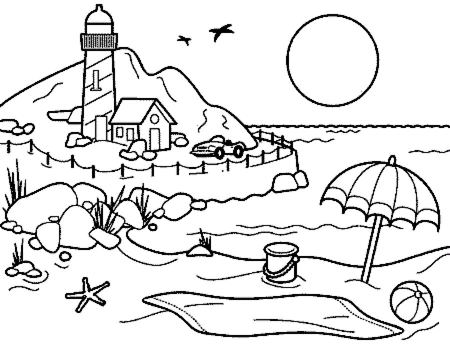 Раскраска: пляж (природа) #159003 - Бесплатные раскраски для печати