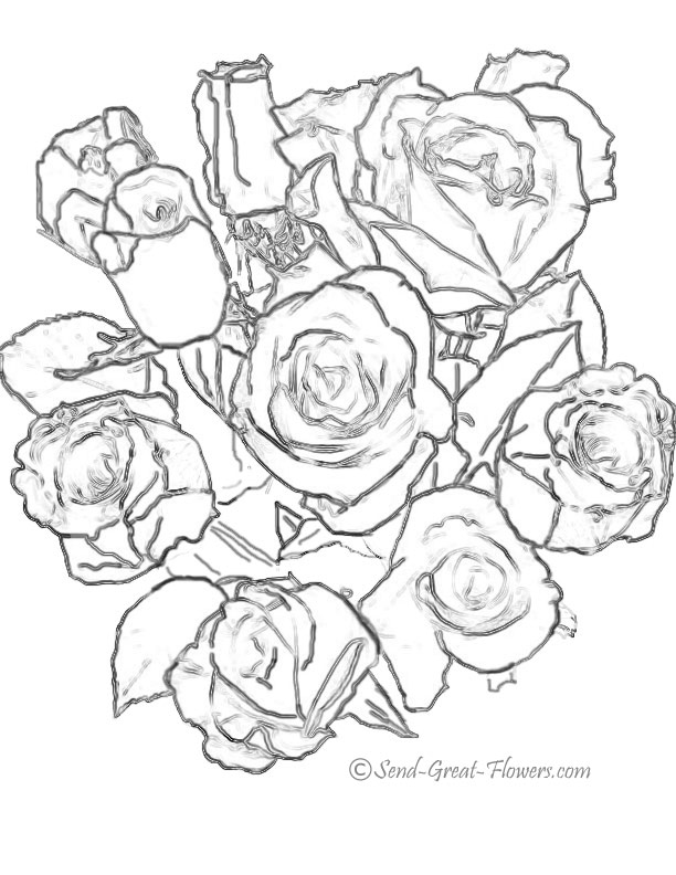 Раскраска: Букет цветов (природа) #160729 - Бесплатные раскраски для печати