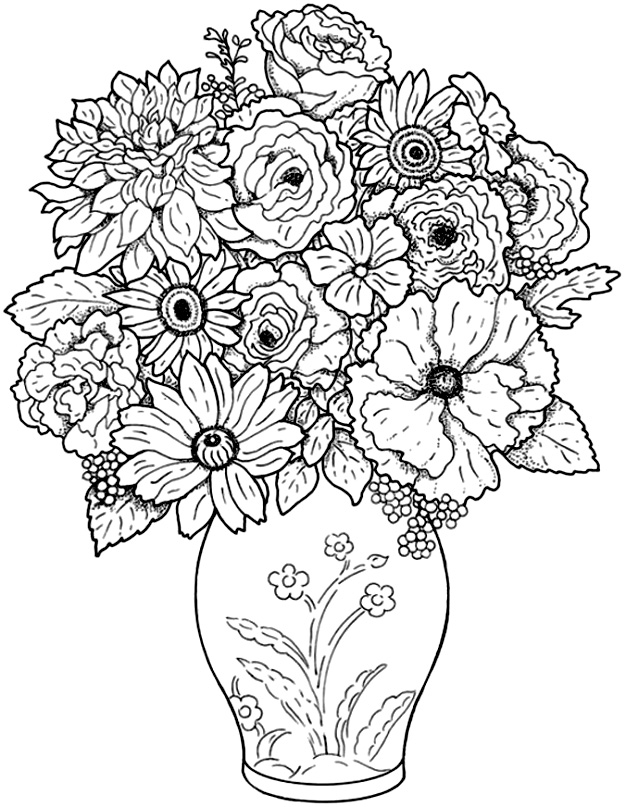 Раскраска: Букет цветов (природа) #160763 - Бесплатные раскраски для печати