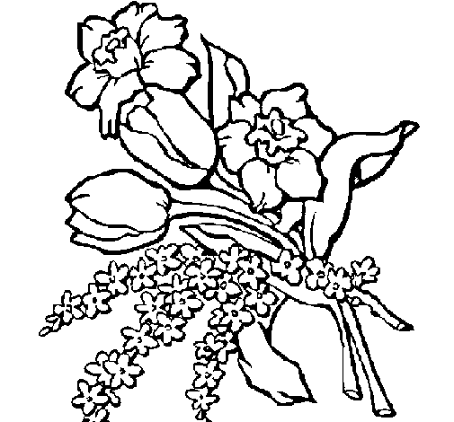 Раскраска: Букет цветов (природа) #160801 - Бесплатные раскраски для печати