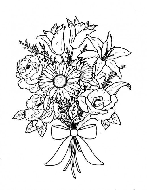 Раскраска: Букет цветов (природа) #160806 - Бесплатные раскраски для печати