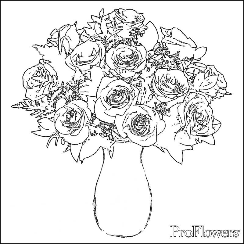Раскраска: Букет цветов (природа) #160825 - Бесплатные раскраски для печати
