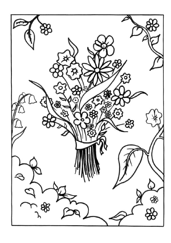 Раскраска: Букет цветов (природа) #160827 - Бесплатные раскраски для печати