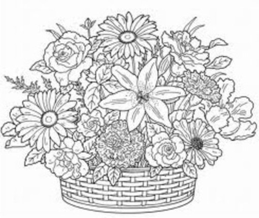 Раскраска: Букет цветов (природа) #160945 - Бесплатные раскраски для печати