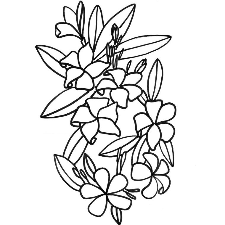 Раскраска: Букет цветов (природа) #161015 - Бесплатные раскраски для печати