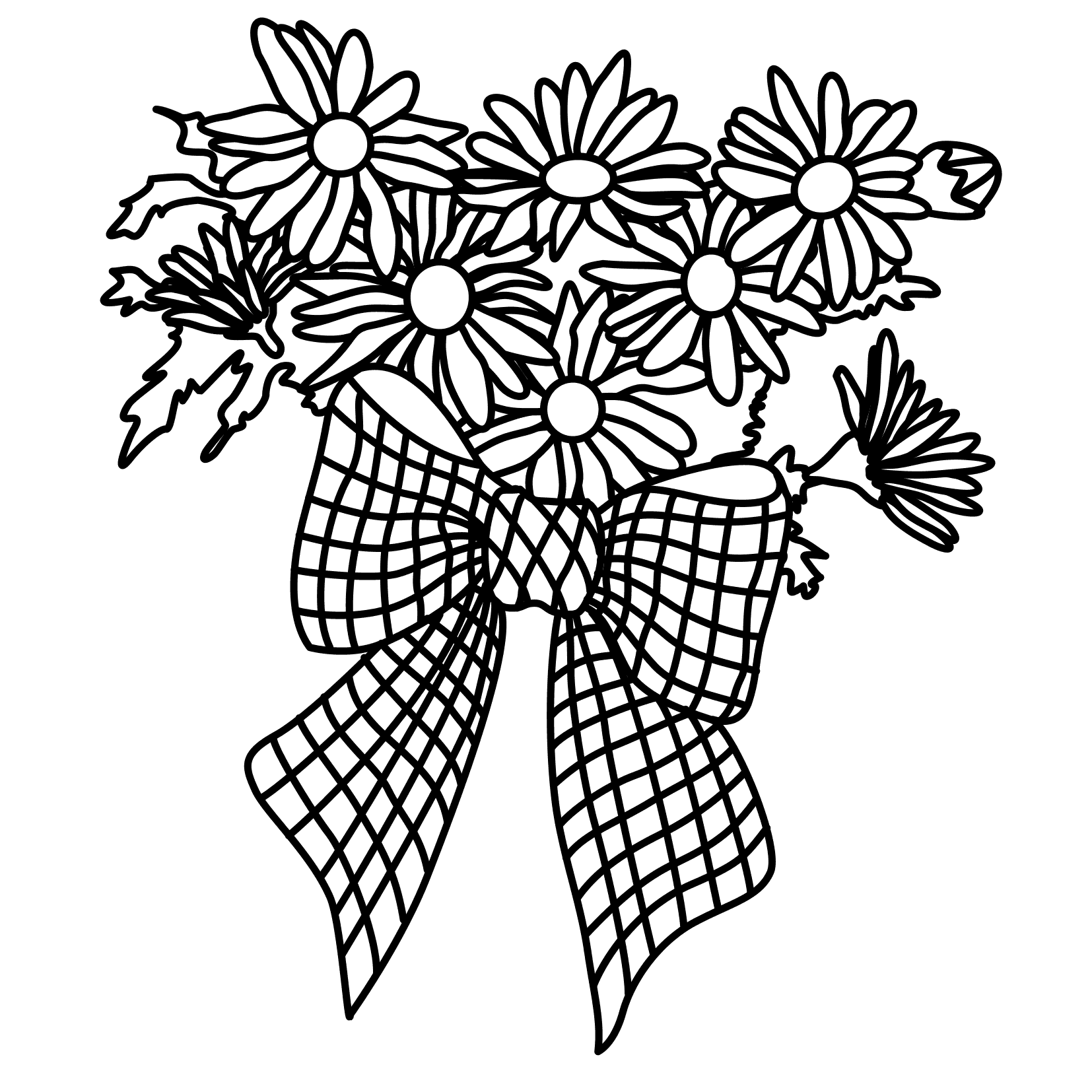 Раскраска: Букет цветов (природа) #161016 - Бесплатные раскраски для печати