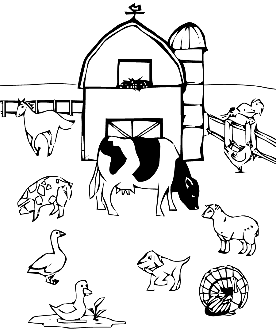 Раскраска сельскохозяйственных животных
