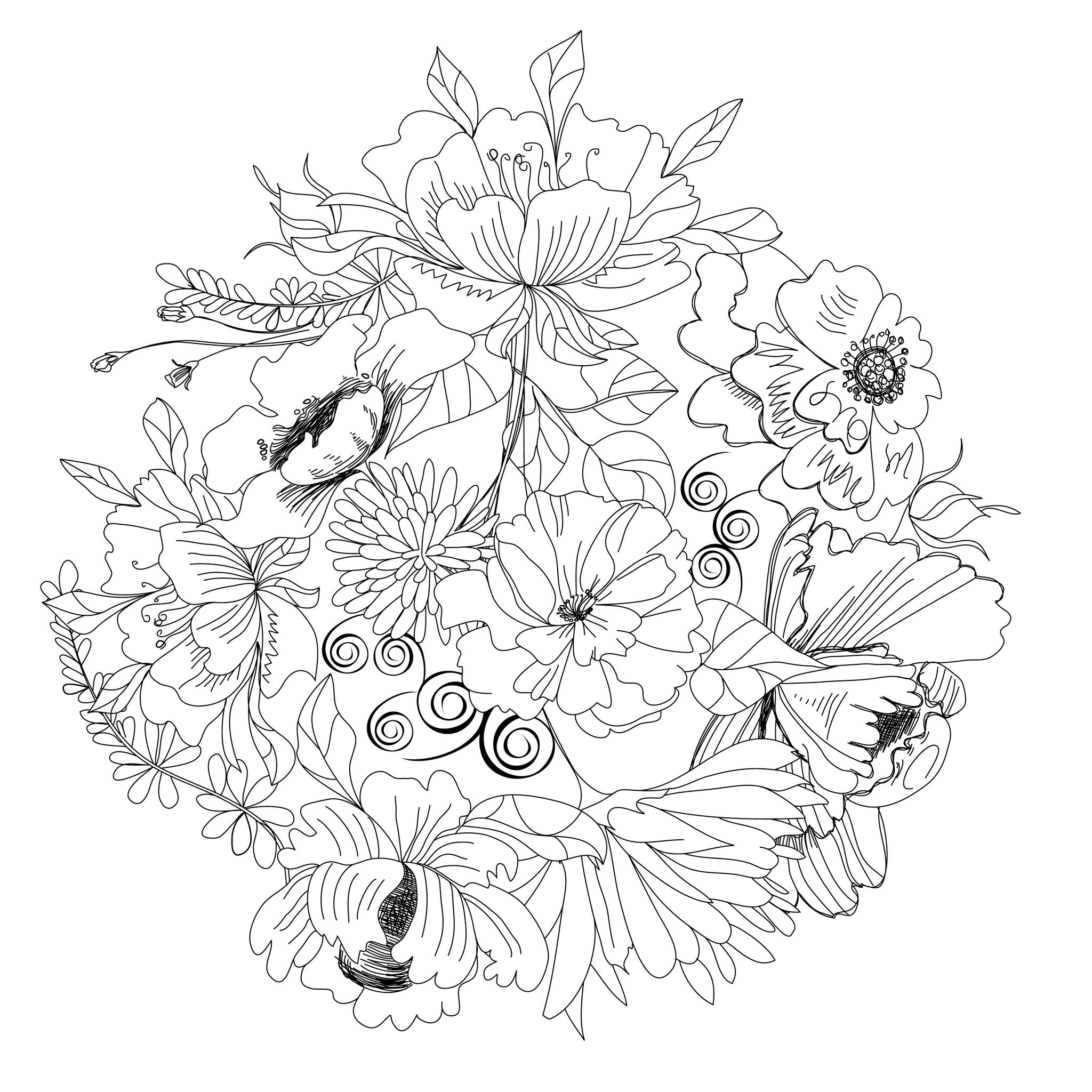 Раскраска: цветы (природа) #155112 - Бесплатные раскраски для печати