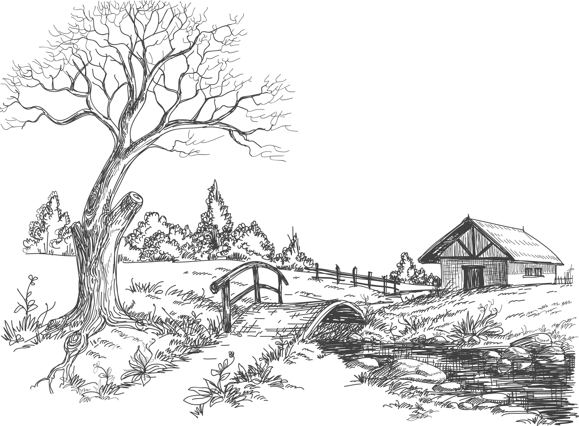 Раскраска: пейзаж (природа) #165765 - Бесплатные раскраски для печати