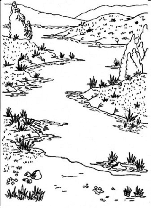 Раскраска: река (природа) #159302 - Бесплатные раскраски для печати