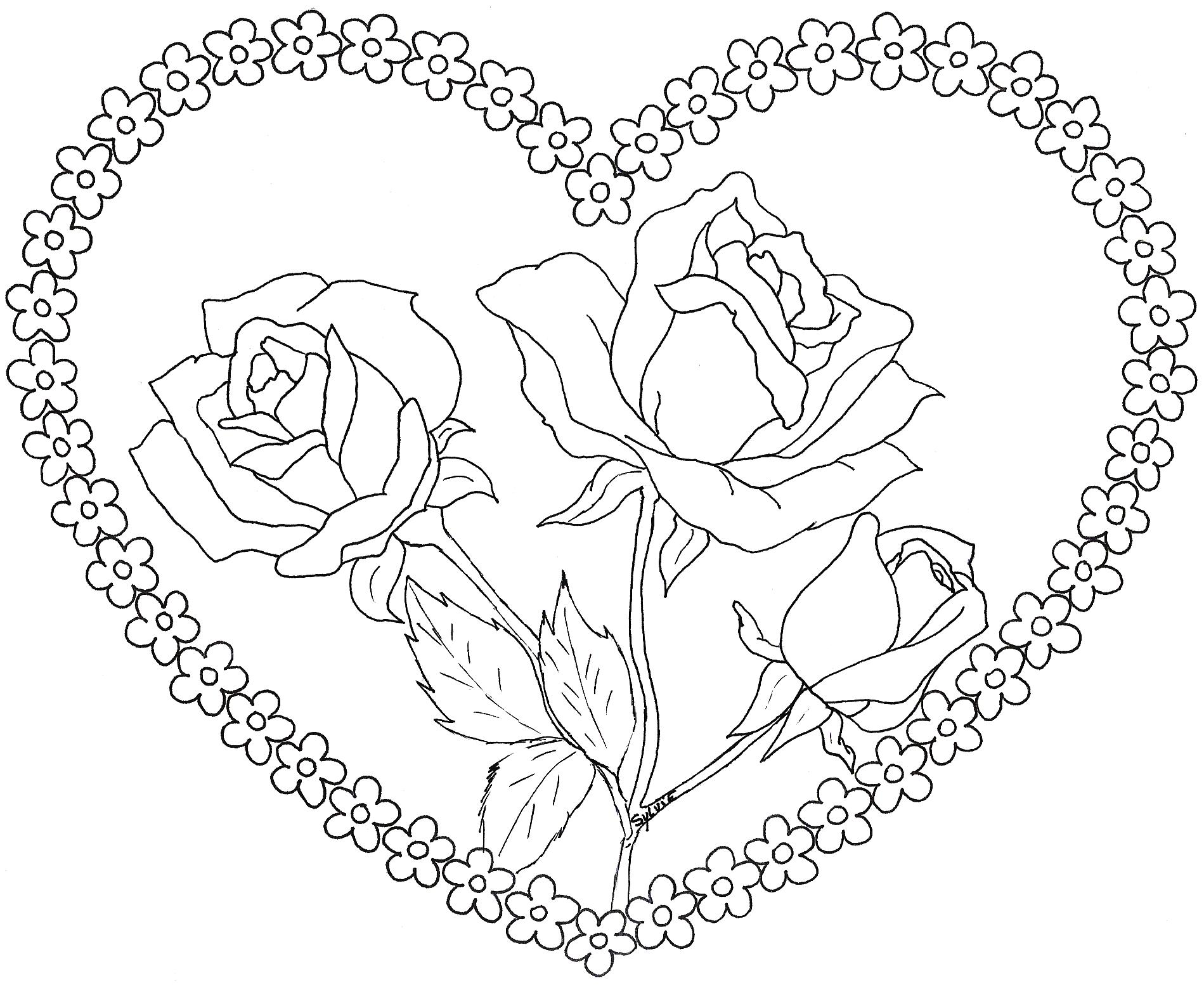 Раскраска: розы (природа) #161883 - Бесплатные раскраски для печати